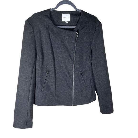 CATHERINE Malandrino Runway Style Womens Sz 2XL Charcoal Jacket ZIP Front - Picture 1 of 9